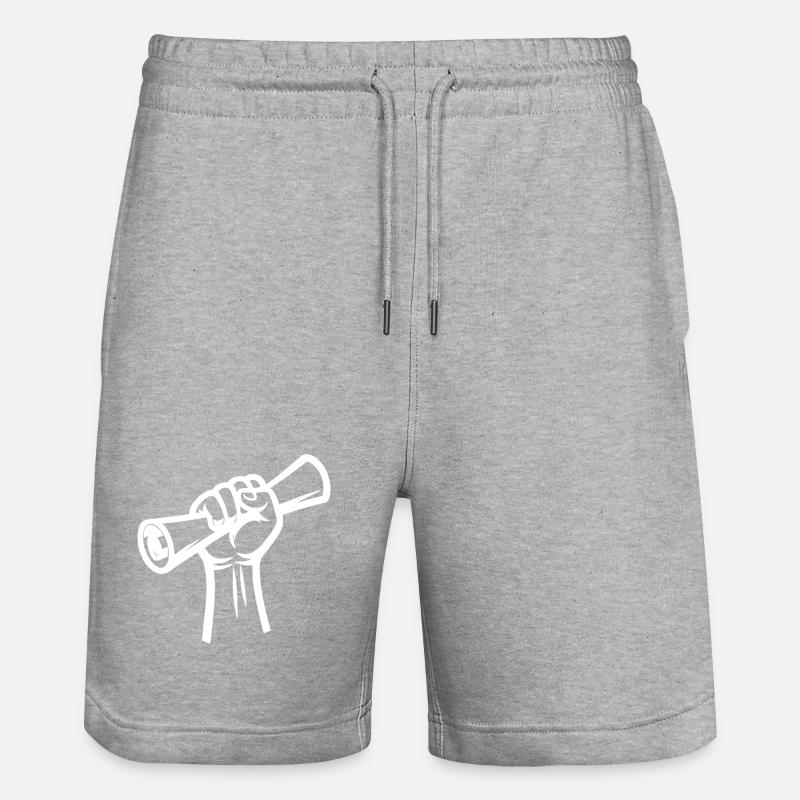 Erhobene Faust hält eine Rolle - Stanley/Stella Unisex Bio Joggingshorts Trainer - Grau meliert