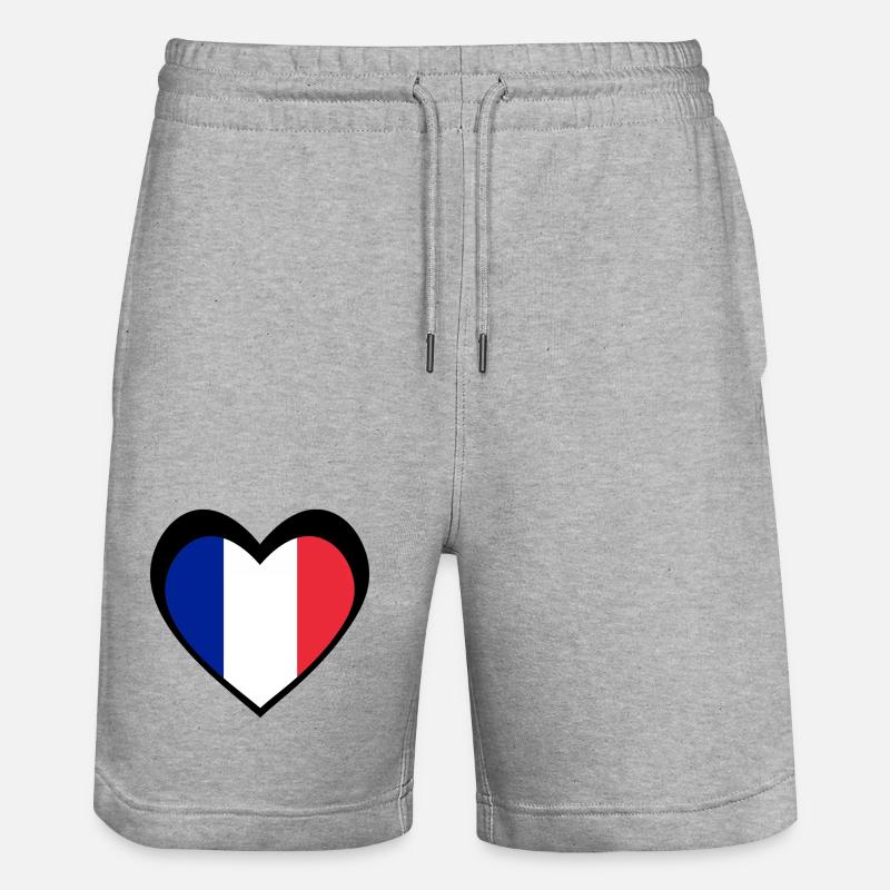 Cœur Drapeau Français Noir  - Short de jogging bio TRAINER Stanley/Stella unisexe - gris chiné