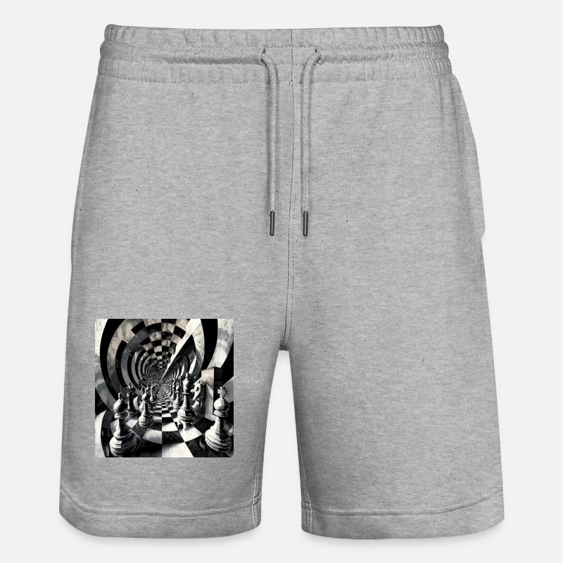 Spirale d’échecs en noir et blanc - Short de jogging bio TRAINER Stanley/Stella unisexe - gris chiné