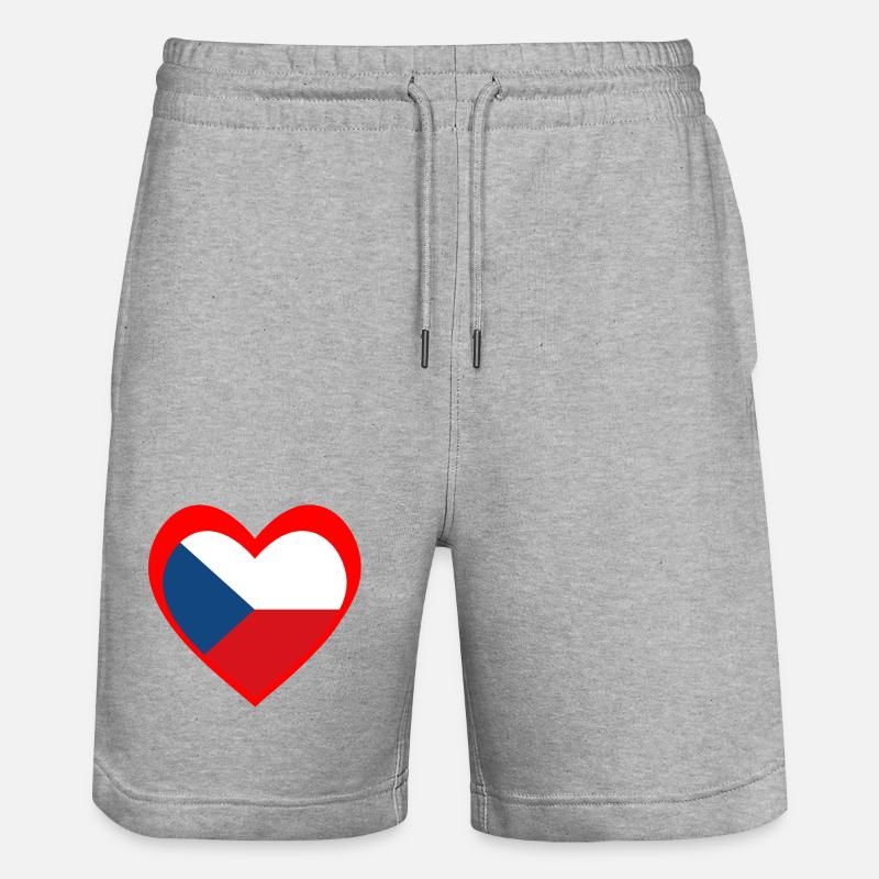Červené Srdce Česko - Stanley/Stella Trainer Unisex Organic Jogging Shorts - heather grey