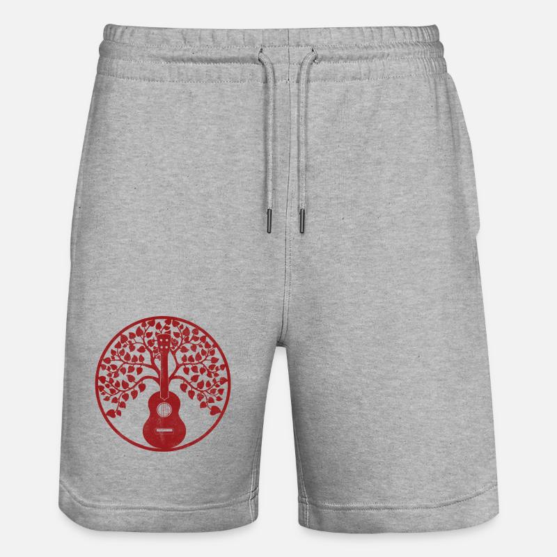 Mandala d’arbre à ukulélé rouge - Short de jogging bio TRAINER Stanley/Stella unisexe - gris chiné