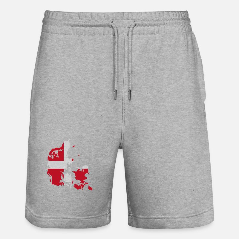 Denmark Flag Map - Stanley/Stella Trainer Unisex Organic Jogging Shorts - heather grey