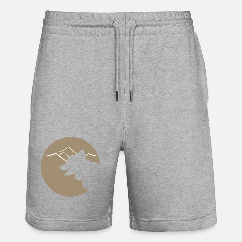 Hundsilhouette im Gebirge oder Dünen - Stanley/Stella Unisex Bio Joggingshorts Trainer  - Grau meliert