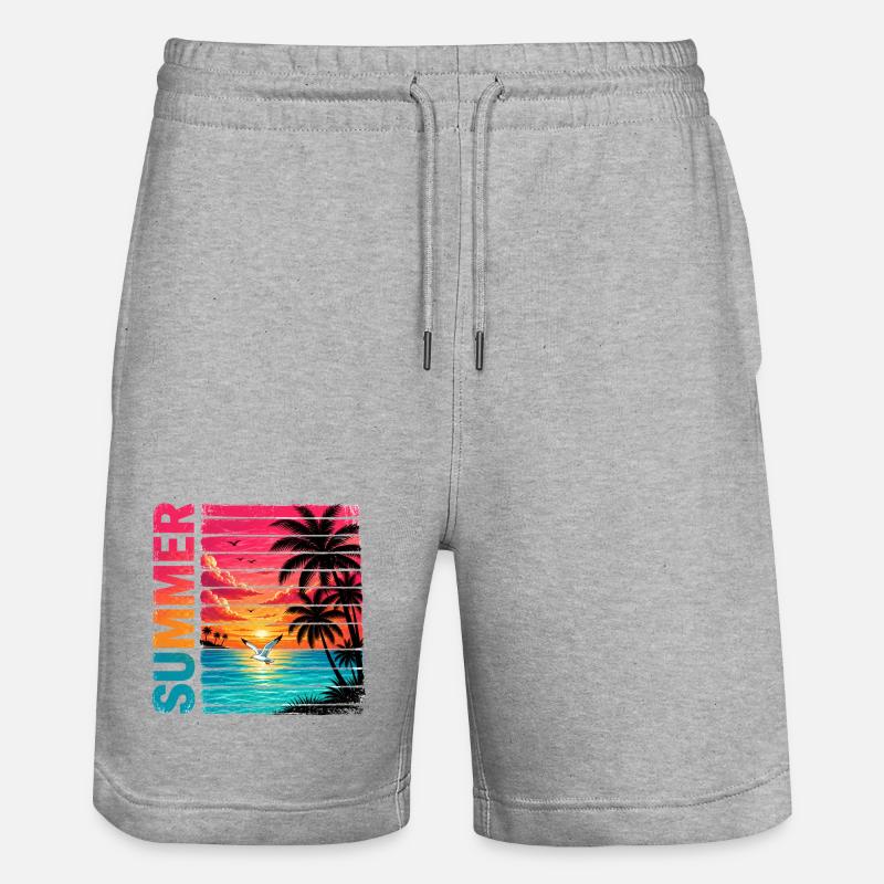 Retro Summer - Stanley/Stella Unisex Bio Joggingshorts Trainer - Grau meliert