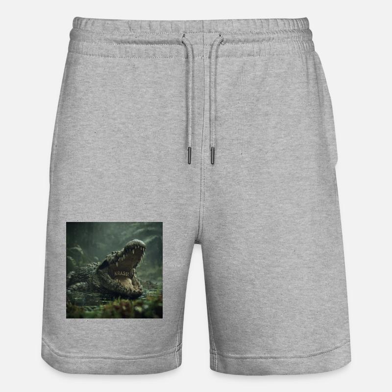 KRASS! Das wilde Krokodil - Stanley/Stella Unisex Bio Joggingshorts Trainer - Grau meliert