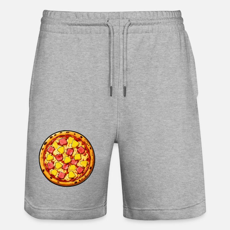 Illustration de pizza hawaïenne - Short de jogging bio TRAINER Stanley/Stella unisexe - gris chiné