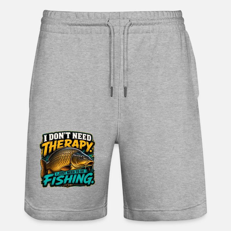Pêcheur drôle de carpe commun - Short de jogging bio TRAINER Stanley/Stella unisexe - gris chiné