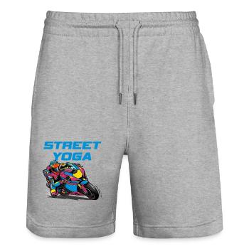 Yoga de rue - Moto - Short de jogging bio TRAINER Stanley/Stella unisexe - gris chiné - Devant - Nik (191cm) & Marisol (170cm)