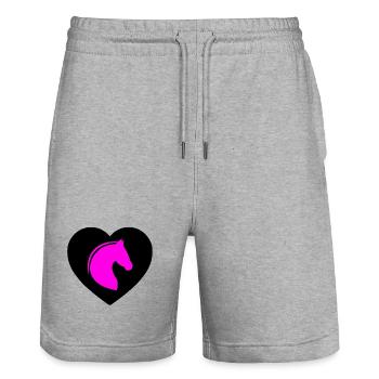 horses - Stanley/Stella Trainer Unisex Organic Jogging Shorts - heather grey - Front - Nik (191cm) & Marisol (170cm)