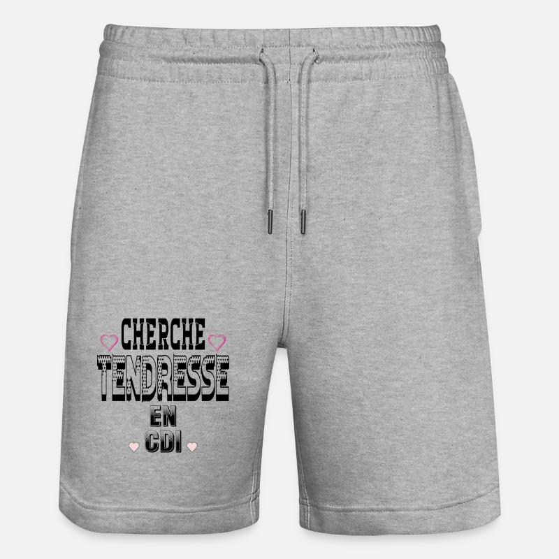 Cherche Tendresse en CDI - Short de jogging bio TRAINER Stanley/Stella unisexe - gris chiné