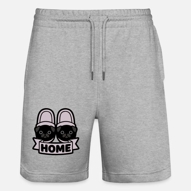 Mops Hausschuhe Home Banner - Stanley/Stella Unisex Bio Joggingshorts Trainer  - Grau meliert