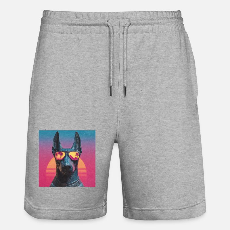 Anubis Synthwave - Dieu en vacances - Short de jogging bio TRAINER Stanley/Stella unisexe - gris chiné