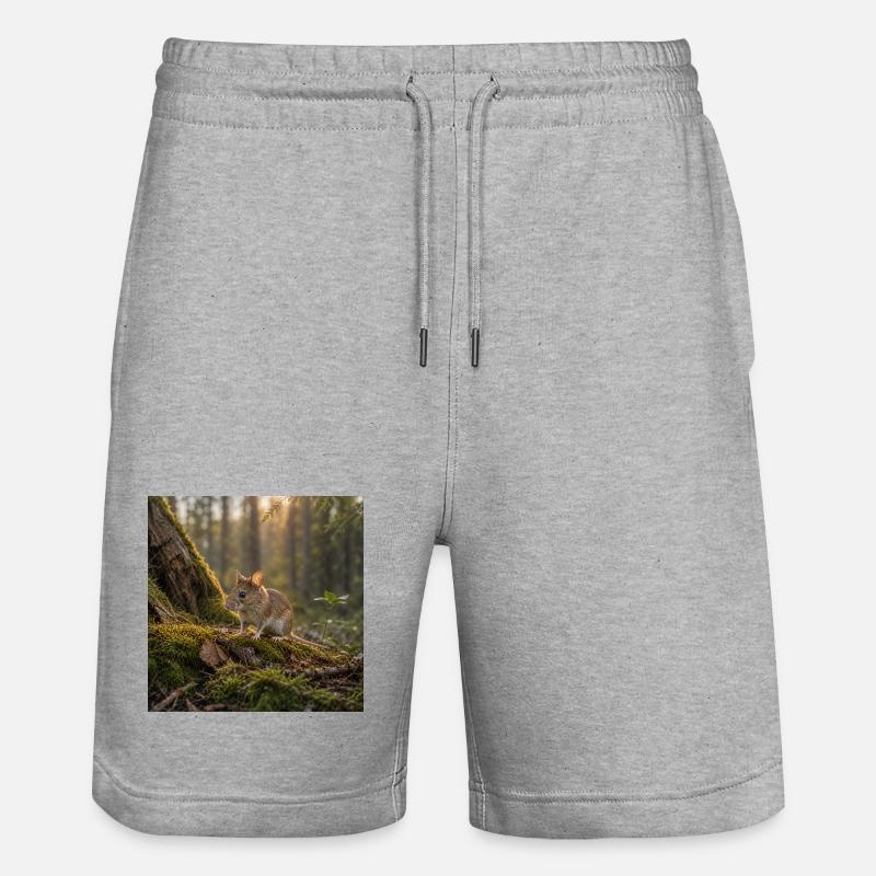 Waldmaus / Maus in der Abendsonne - Stanley/Stella Unisex Bio Joggingshorts Trainer  - Grau meliert