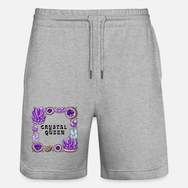 Amnetyst Crystal Geode Circle - Stanley/Stella Trainer Unisex Organic Jogging Shorts - heather grey