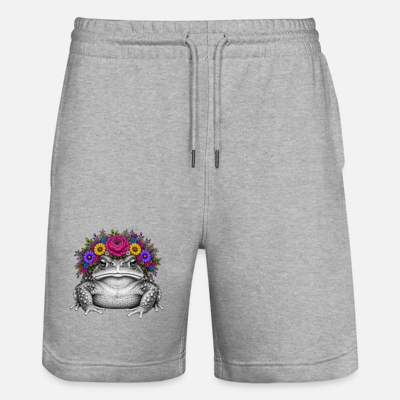 Crapaud avec couronne de fleurs - Short de jogging bio TRAINER Stanley/Stella unisexe - gris chiné