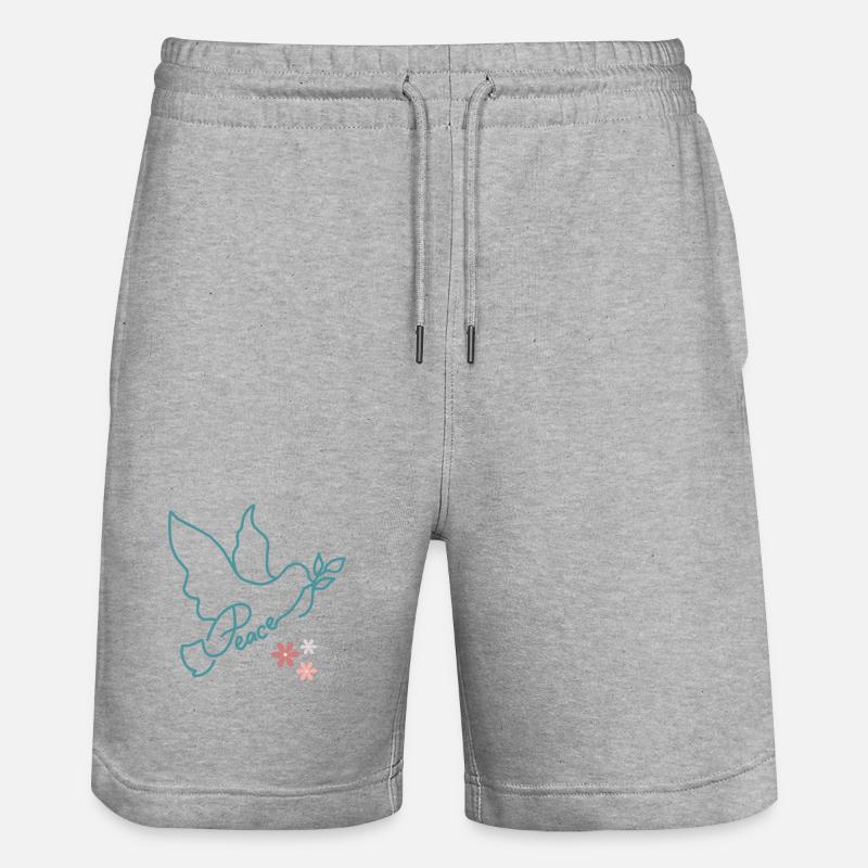 Colombe de paix avec des fleurs - Short de jogging bio TRAINER Stanley/Stella unisexe - gris chiné