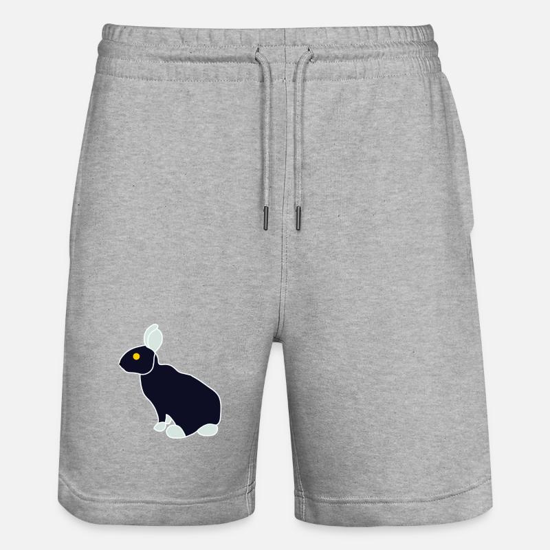 Minimalist Blue Black Rabbit - Stanley/Stella Trainer Unisex Organic Jogging Shorts - heather grey
