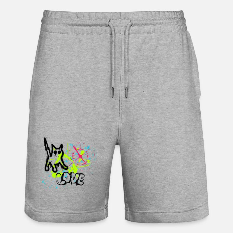 Neon Graffiti Splatter Pattern - Stanley/Stella Trainer Unisex Organic Jogging Shorts - heather grey