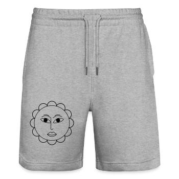 Fleur simple - Short de jogging bio TRAINER Stanley/Stella unisexe - gris chiné - Devant - Nik (191cm) & Marisol (170cm)
