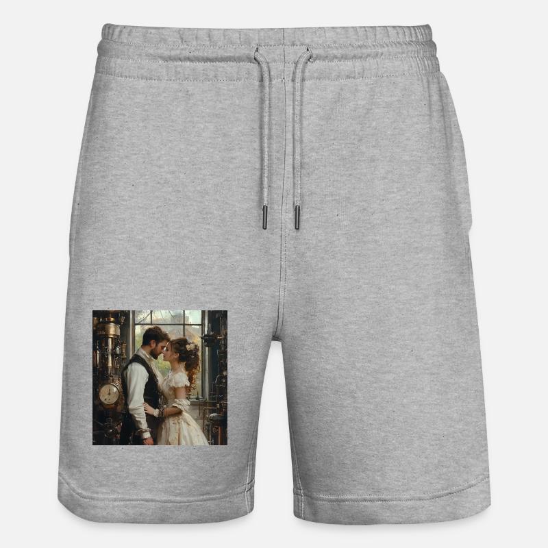 Romance steampunk : Amants au labo - Short de jogging bio TRAINER Stanley/Stella unisexe - gris chiné