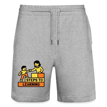 Steps to Learning Schule Logo - Stanley/Stella Unisex Bio Joggingshorts Trainer  - Grau meliert - Vorne - Nik (191cm) & Marisol (170cm)