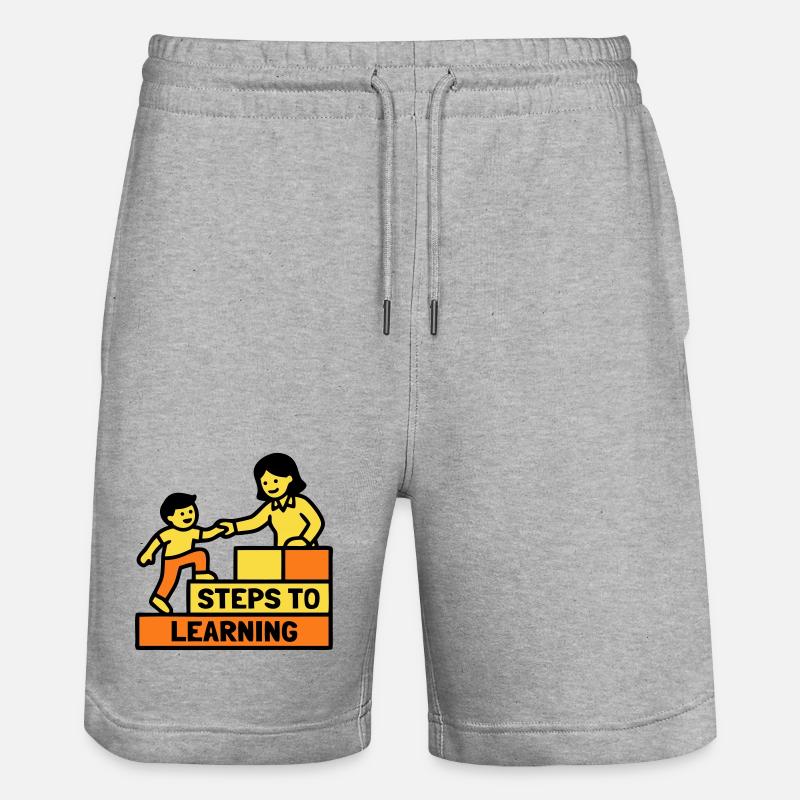 Steps to Learning School Logo - Stanley/Stella Trainer Unisex Organic Jogging Shorts - heather grey