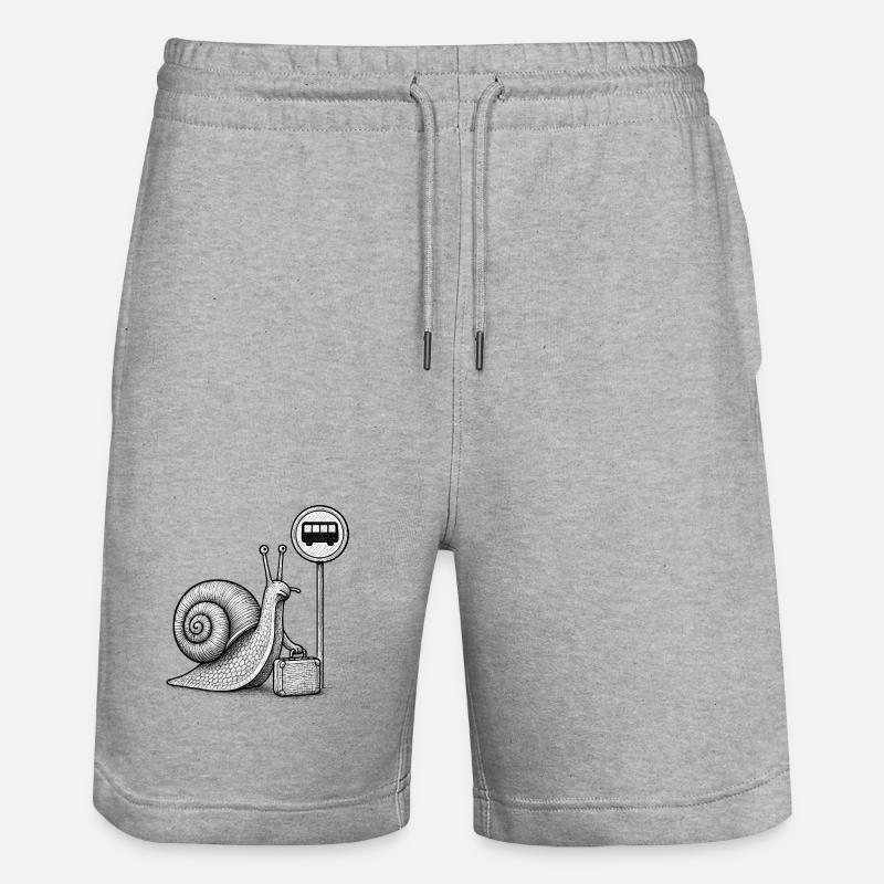 Un escargot en route - Short de jogging bio TRAINER Stanley/Stella unisexe - gris chiné