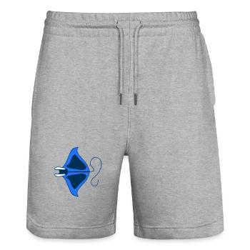 Manta Linear Blue stilisiert - Stanley/Stella Unisex Bio Joggingshorts Trainer  - Grau meliert - Vorne - Nik (191cm) & Marisol (170cm)