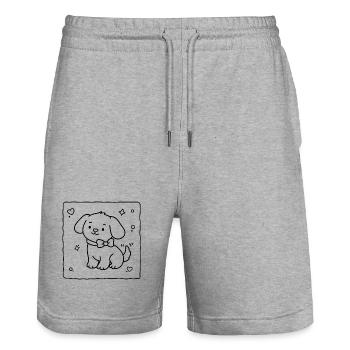Süßer Babywelpe | Lulu Lotus - Stanley/Stella Unisex Bio Joggingshorts Trainer  - Grau meliert - Vorne - Nik (191cm) & Marisol (170cm)