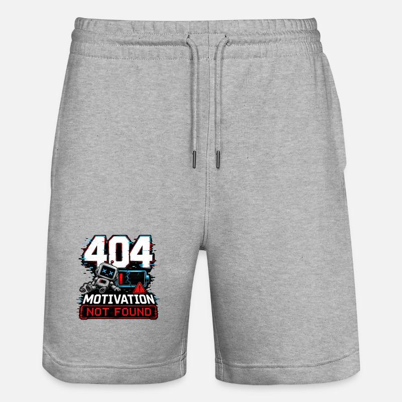 404 Motivation Not Found Roboter - Stanley/Stella Unisex Bio Joggingshorts Trainer  - Grau meliert