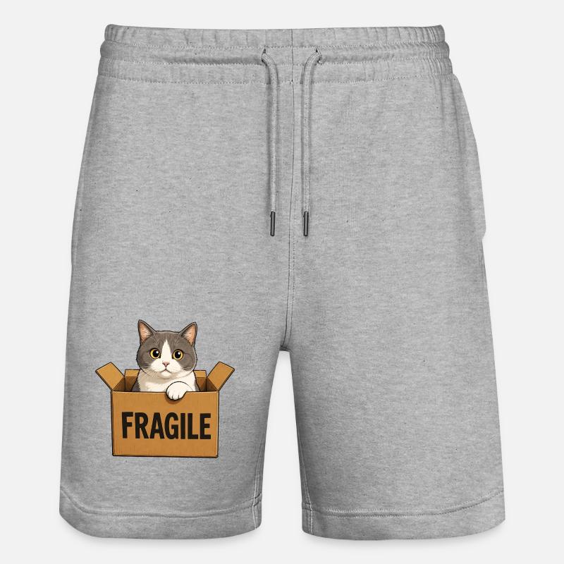 Katze im Karton - Stanley/Stella Unisex Bio Joggingshorts Trainer  - Grau meliert