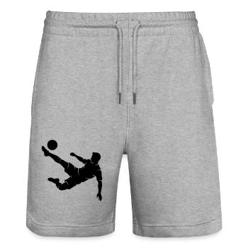 Fussballer Fallrückzieher Silhouette - Stanley/Stella Unisex Bio Joggingshorts Trainer  - Grau meliert - Vorne - Nik (191cm) & Marisol (170cm)
