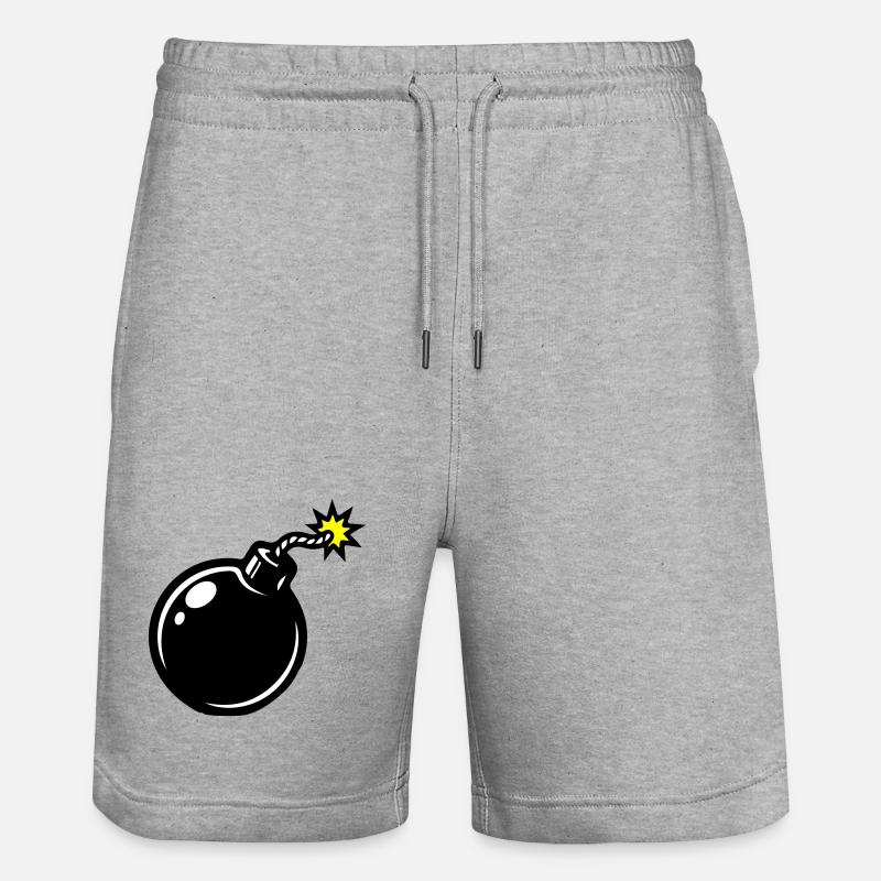 Bomb Comic - Stanley/Stella Trainer Unisex Organic Jogging Shorts - heather grey