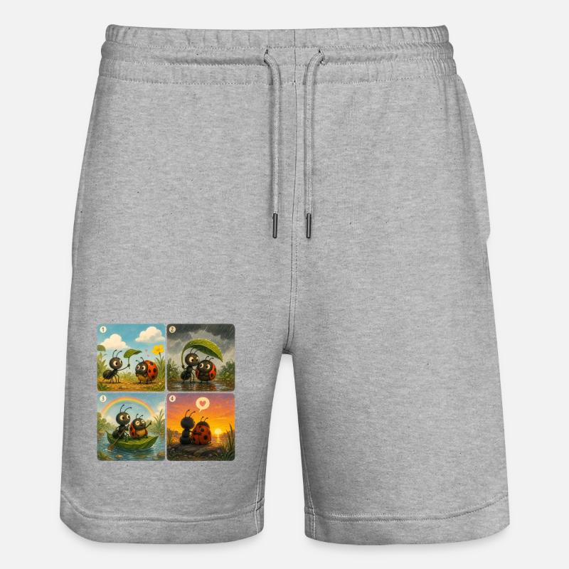 Coccinelle et fourmi - Short de jogging bio TRAINER Stanley/Stella unisexe - gris chiné