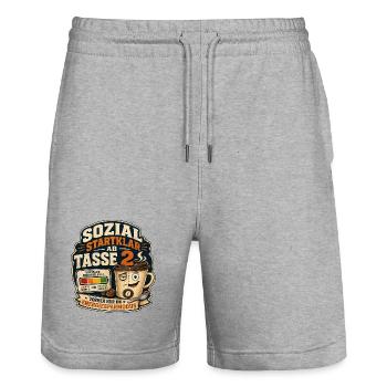 Sozial Startklar Ab Tasse 2 Kaffee Motiv - Stanley/Stella Unisex Bio Joggingshorts Trainer  - Grau meliert - Vorne - Nik (191cm) & Marisol (170cm)