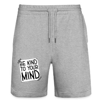 Be Kind To Your Mind Lustig Psychisch Gesund Logo - Stanley/Stella Unisex Bio Joggingshorts Trainer  - Grau meliert - Vorne - Nik (191cm) & Marisol (170cm)