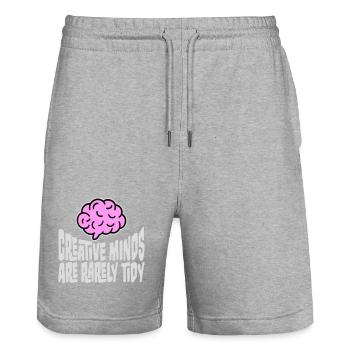 Creative Minds Are Rarely Tidy Funny Creative Logo - Stanley/Stella Trainer Unisex Organic Jogging Shorts - heather grey - Front - Nik (191cm) & Marisol (170cm)