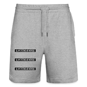 Tous mes systèmes sont nerveux, peur drôle, logo de nerd - Short de jogging bio TRAINER Stanley/Stella unisexe - gris chiné - Devant - Nik (191cm) & Marisol (170cm)