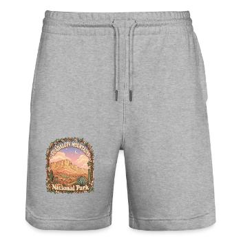 Guadalupe Mountains USA Texas Hiking Vintage - Stanley/Stella Trainer Unisex Organic Jogging Shorts - heather grey - Front - Nik (191cm) & Marisol (170cm)