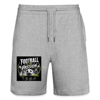 Football My passion - Stanley/Stella Trainer Unisex Organic Jogging Shorts - heather grey - Front - Nik (191cm) & Marisol (170cm)