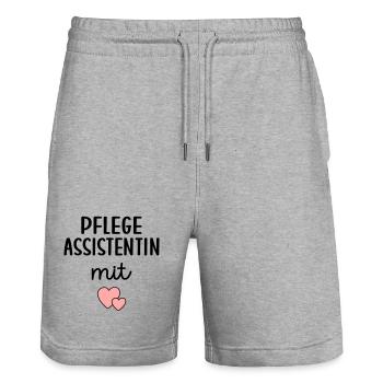 Pflegeassistentin Pflegefachassistenz - Stanley/Stella Unisex Bio Joggingshorts Trainer  - Grau meliert - Vorne - Nik (191cm) & Marisol (170cm)
