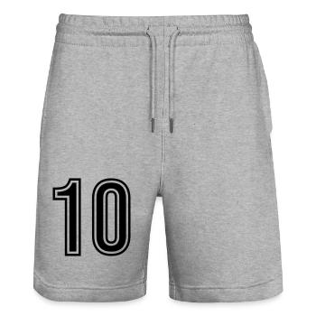 10 Symbole numérique - Short de jogging bio TRAINER Stanley/Stella unisexe - gris chiné - Devant - Nik (191cm) & Marisol (170cm)