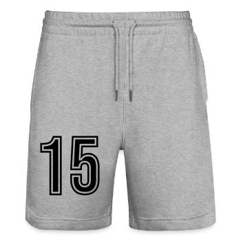 Symbole numérique 15 - Short de jogging bio TRAINER Stanley/Stella unisexe - gris chiné - Devant - Nik (191cm) & Marisol (170cm)
