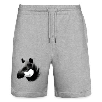 Schabrackentapir - Stanley/Stella Unisex Bio Joggingshorts Trainer  - Grau meliert - Vorne - Nik (191cm) & Marisol (170cm)