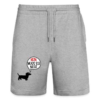 Dackel Hunde - Nein - Stanley/Stella Unisex Bio Joggingshorts Trainer  - Grau meliert - Vorne - Nik (191cm) & Marisol (170cm)