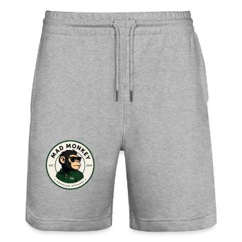 Mad Monkey Monkey Green Polo - Stanley/Stella Trainer Unisex Organic Jogging Shorts - heather grey - Front - Nik (191cm) & Marisol (170cm)