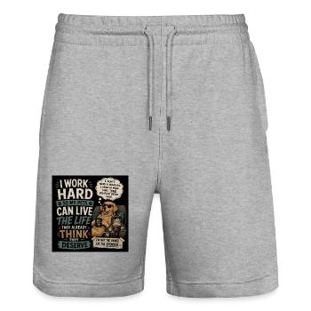 Funny shirt for pet owners - Stanley/Stella Unisex Bio Joggingshorts Trainer  - Grau meliert - Vorne - Nik (191cm) & Marisol (170cm)