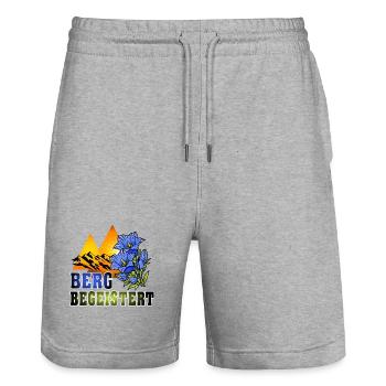 Bergbegeistert-Enzian - Stanley/Stella Unisex Bio Joggingshorts Trainer  - Grau meliert - Vorne - Nik (191cm) & Marisol (170cm)
