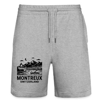 Montreaux, Switzerland - Stanley/Stella Trainer Unisex Organic Jogging Shorts - heather grey - Front - Nik (191cm) & Marisol (170cm)