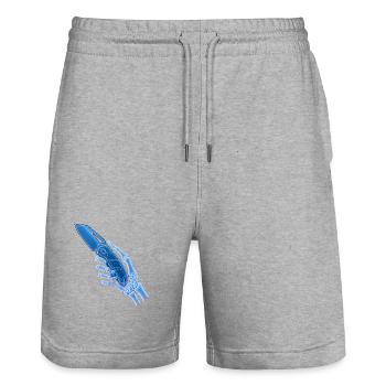 Blue X-ray knife in hand - Stanley/Stella Trainer Unisex Organic Jogging Shorts - heather grey - Front - Nik (191cm) & Marisol (170cm)